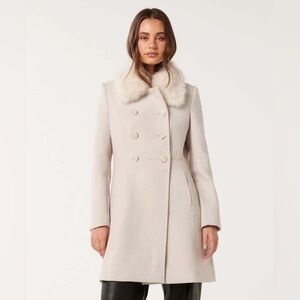 Ever New Cream Double-Breasted Pea Coat